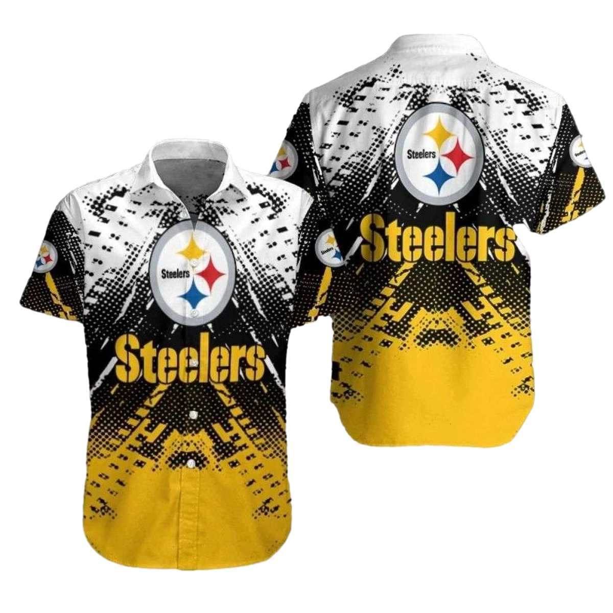 Pittsburgh Steelers City Skyline Yellow Gradient Hawaiian Shirt - Moonbestprint