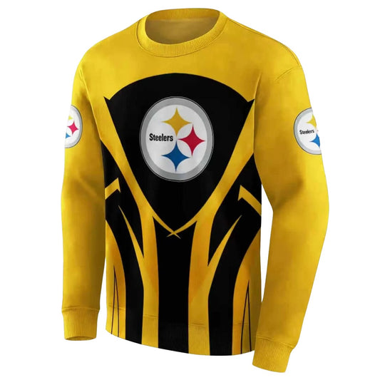 Pittsburgh Steelers Concentric Lines Gold Black AOP Sweatshirt - Moonbestprint
