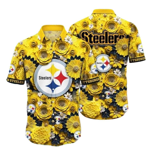 Pittsburgh Steelers Daisy Field Play Cheerful Hawaiian Shirt - Moonbestprint