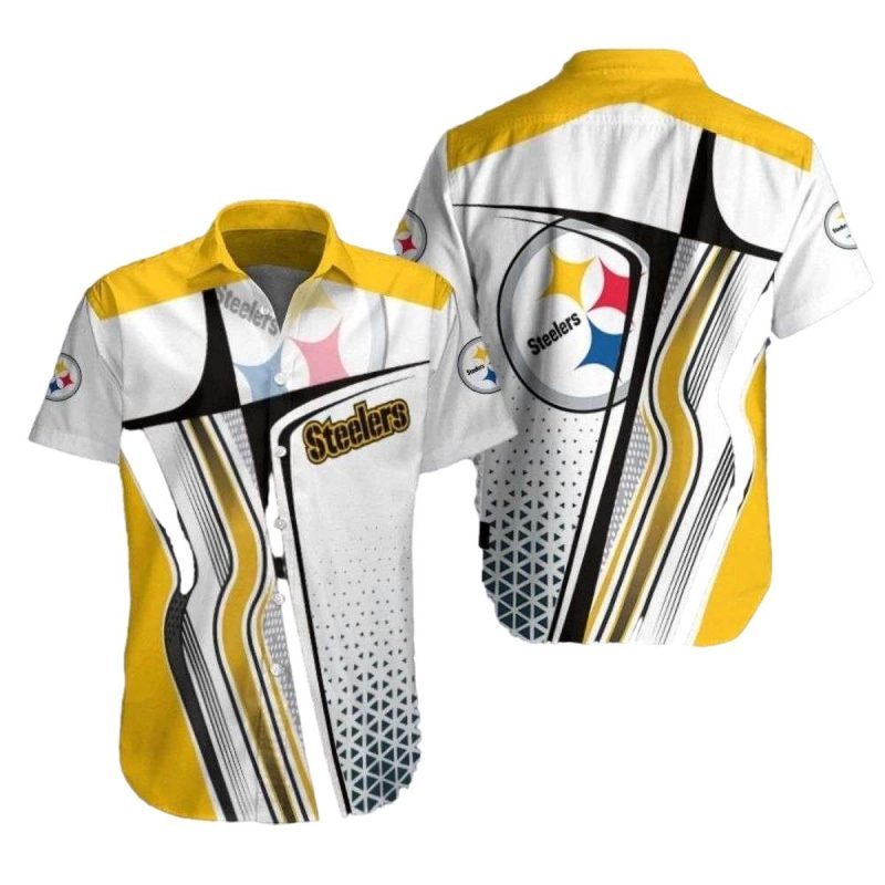Pittsburgh Steelers Dynamic Abstract Geometric Black And Yellow Hawaiian Shirt - Moonbestprint