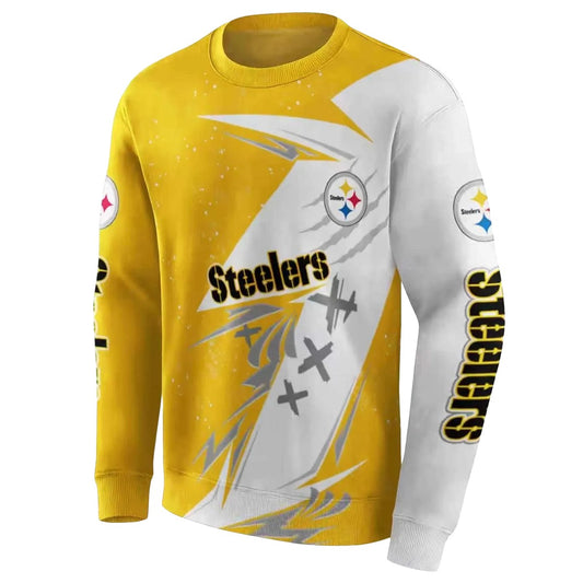 Pittsburgh Steelers Dynamic Slash Gold White AOP Sweatshirt - Moonbestprint