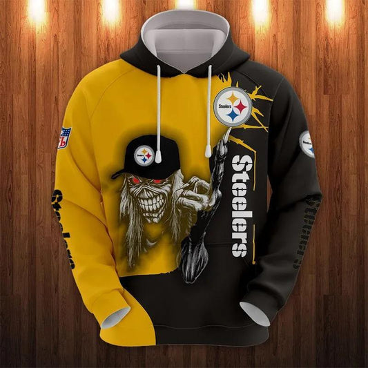 Pittsburgh Steelers Eddie Iron Maiden All Over Print Hoodie, NFL Hoodie Moonbestprint