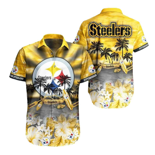 Pittsburgh Steelers Flower On The Beach Hawaiian Shirt - Moonbestprint