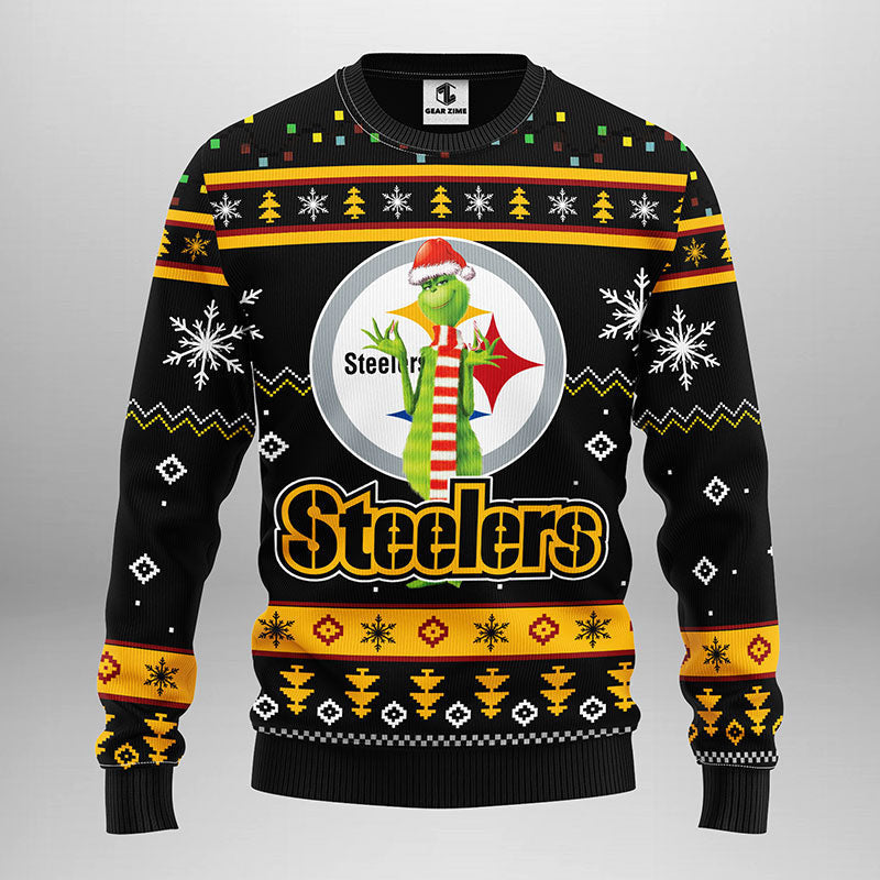 Pittsburgh Steelers Funny Grinch Ugly Christmas Sweater Moonbestprint