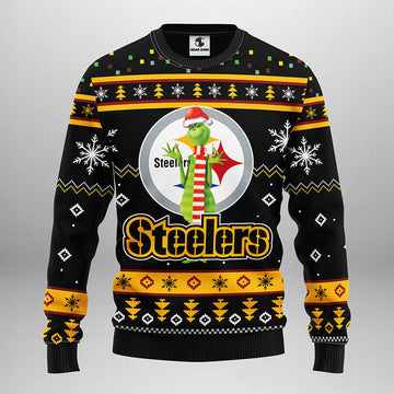 Pittsburgh Steelers Funny Grinch Ugly Christmas Sweater Moonbestprint