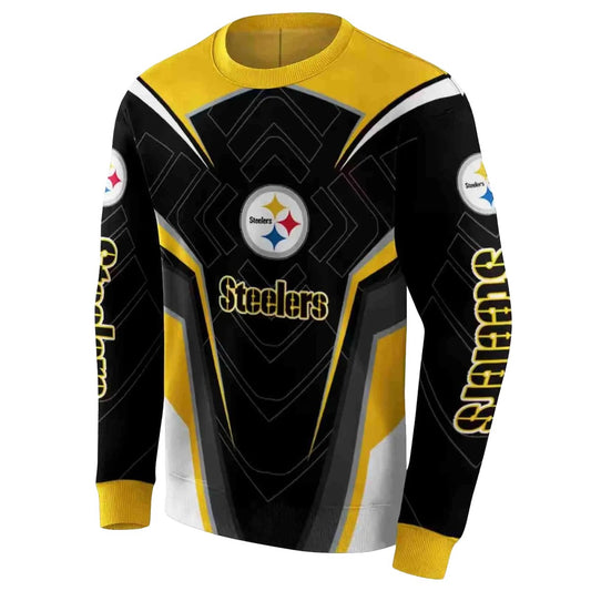 Pittsburgh Steelers Futuristic Pattern Gold Black AOP Sweatshirt - Moonbestprint
