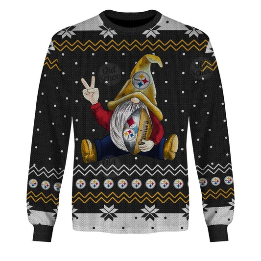 Pittsburgh Steelers Gnome Ugly Christmas Sweater AOP Sweatshirt - Moonbestprint