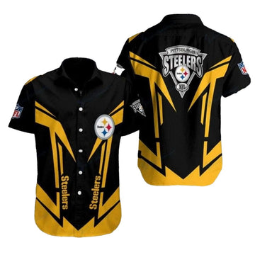 Pittsburgh Steelers Golden Edge Sharp Angles Black And Yellow Hawaiian Shirt - Moonbestprint