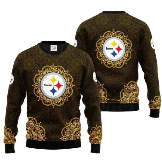 Pittsburgh Steelers Golden Special Logo AOP Sweatshirt - Moonbestprint