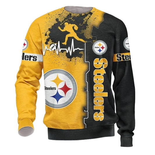 Pittsburgh Steelers Graphic Heart Ecg Line AOP Sweatshirt - Moonbestprint