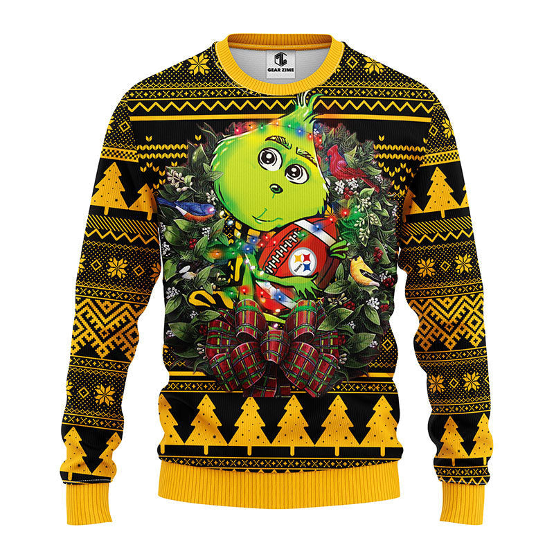 Pittsburgh Steelers Grinch Hug Ugly Christmas Sweater Moonbestprint