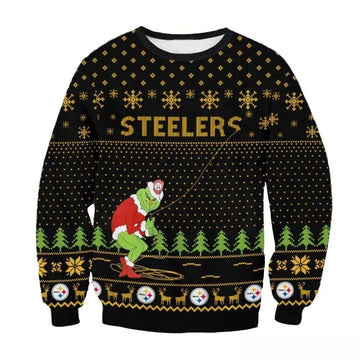 Pittsburgh Steelers Grinch Remove Thread Nfl Ugly Christmas Sweater, NFL Christmas Sweater Moonbestprint
