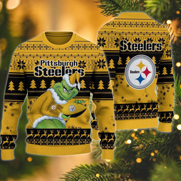Pittsburgh Steelers Grinch Stolen Ugly Christmas Sweater, NFL Christmas Sweater Moonbestprint
