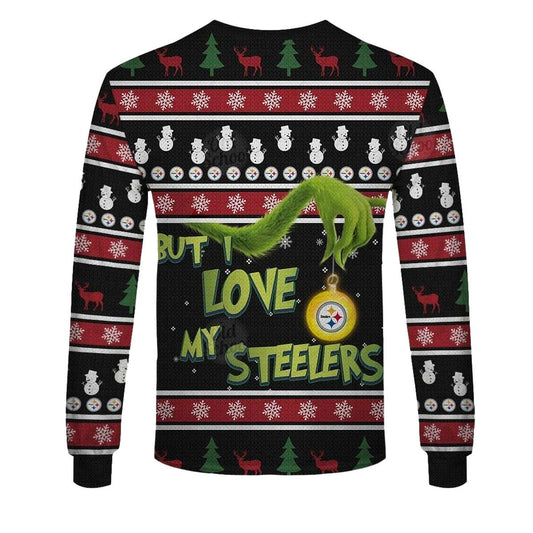 Pittsburgh Steelers Grinches I Hate People And I Love My Steelers AOP Sweatshirt - Moonbestprint