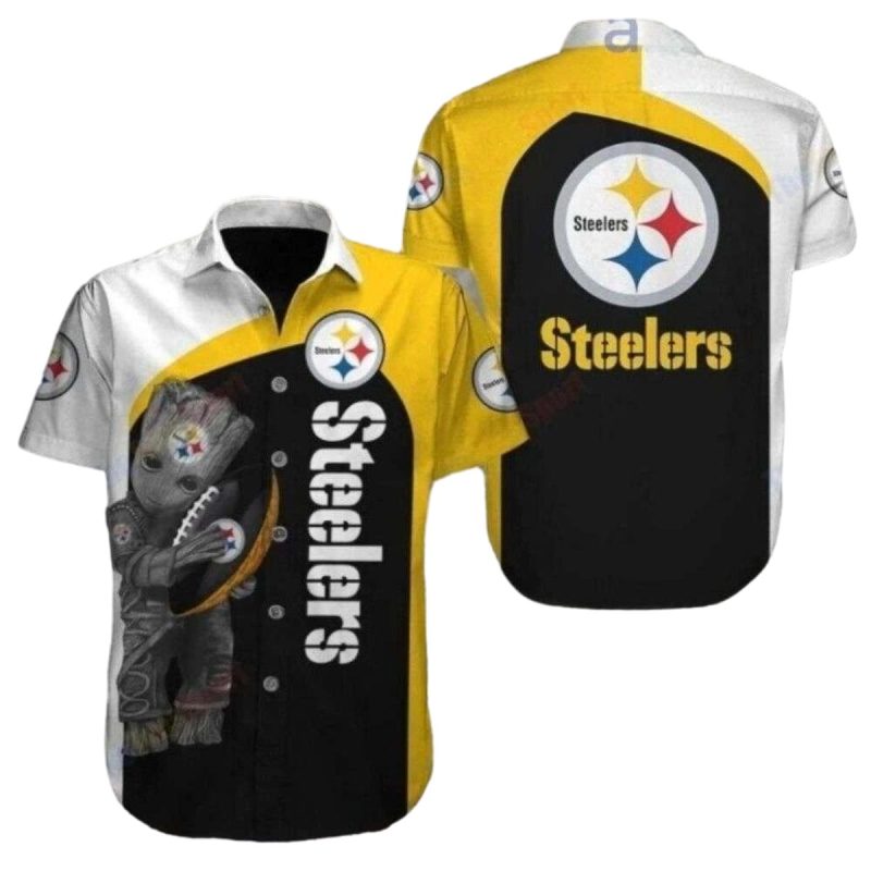 Pittsburgh Steelers Guardian Football Baby Groot Hawaiian Shirt - Moonbestprint