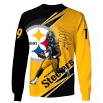 Pittsburgh Steelers Juju Smith Schuster No 19 Signature Yellow And Black AOP Sweatshirt - Moonbestprint