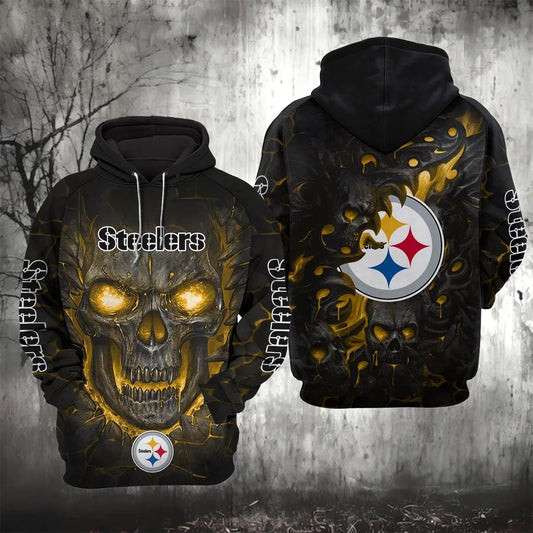 Pittsburgh Steelers Lava Skull 3D Hoodie, NFL Hoodie Moonbestprint