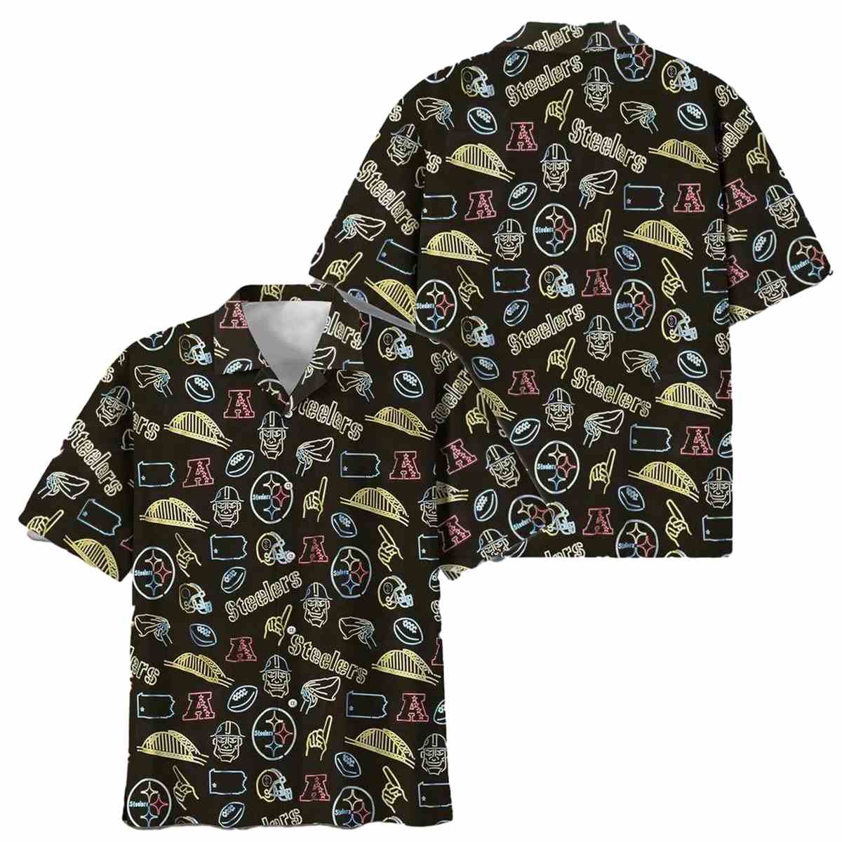 Pittsburgh Steelers Logo And Game Day Vibes Hawaiian Shirt - Moonbestprint