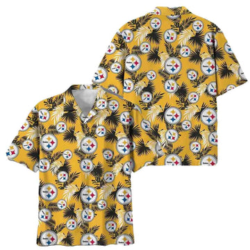 Pittsburgh Steelers Logo And Tropical Vibes Pattern Hawaiian Shirt - Moonbestprint