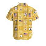 Pittsburgh Steelers Logo And Us Flag Retro Yellow Hawaiian Shirt - Moonbestprint