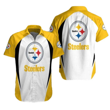 Pittsburgh Steelers Logo Inside Me Gold And White Hawaiian Shirt - Moonbestprint