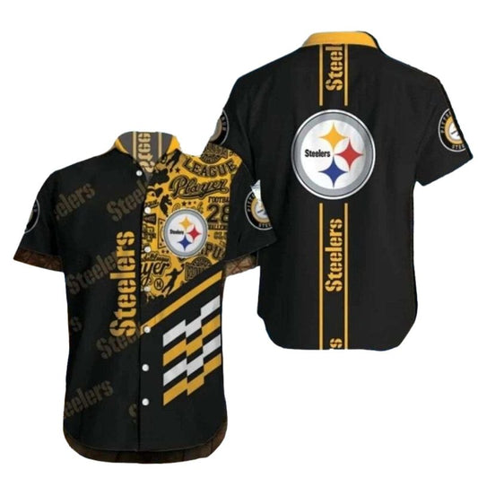 Pittsburgh Steelers Logo Vintage Black Hawaiian Shirt - Moonbestprint
