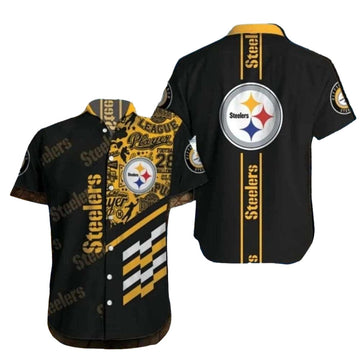 Pittsburgh Steelers Logo Vintage Black Hawaiian Shirt - Moonbestprint