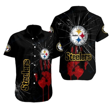 Pittsburgh Steelers Midnight Victory Splatter Hand Halloween Hawaiian Shirt - Moonbestprint