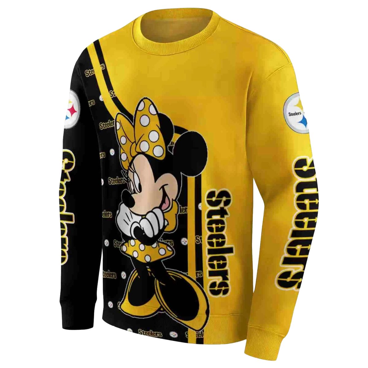 Pittsburgh Steelers Minnie Mouse Gold AOP Sweatshirt - Moonbestprint