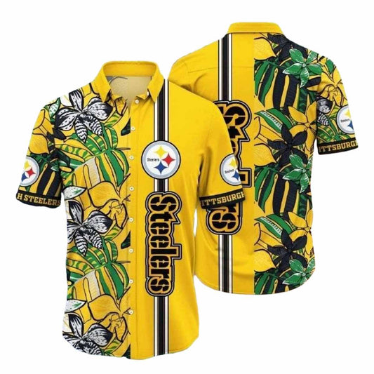 Pittsburgh Steelers Monochrome Foliage Fan Hawaiian Shirt - Moonbestprint