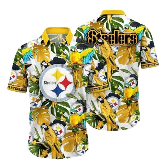 Pittsburgh Steelers Parrot Paradise Tropical Hawaiian Shirt - Moonbestprint