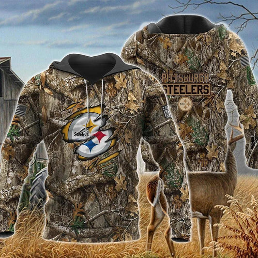 Pittsburgh Steelers Realtree Hunting Camo 3D Hoodie, NFL Hoodie Moonbestprint