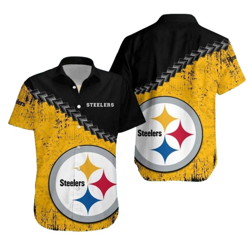 Pittsburgh Steelers Rugged Industrial Black And Yellow Hawaiian Shirt - Moonbestprint