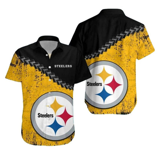 Pittsburgh Steelers Rugged Industrial Black And Yellow Hawaiian Shirt - Moonbestprint