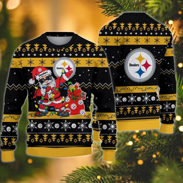 Pittsburgh Steelers Santa Claus Dabbing Ugly Christmas Sweater, NFL Christmas Sweater Moonbestprint