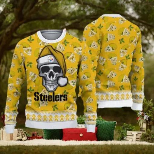 Pittsburgh Steelers Santa Skull Ugly Christmas Sweater, NFL Chritsmas Sweater Moonbestprint