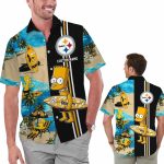 Pittsburgh Steelers Simpsons Surfing Hawaiian Shirt - Moonbestprint