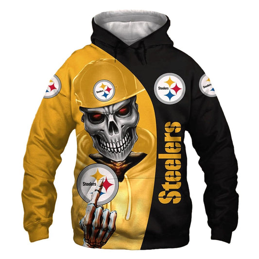 Pittsburgh Steelers Skull Cute AOP Hoodie - Moonbestprint