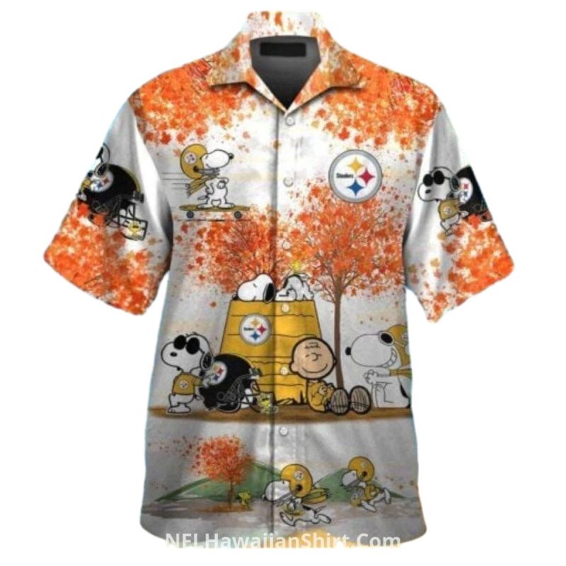 Pittsburgh Steelers Snoopy Autumn Scene Hawaiian Shirt - Moonbestprint