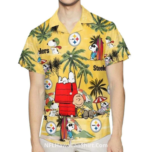 Pittsburgh Steelers Snoopy Beach Vacation Hawaiian Shirt - Moonbestprint