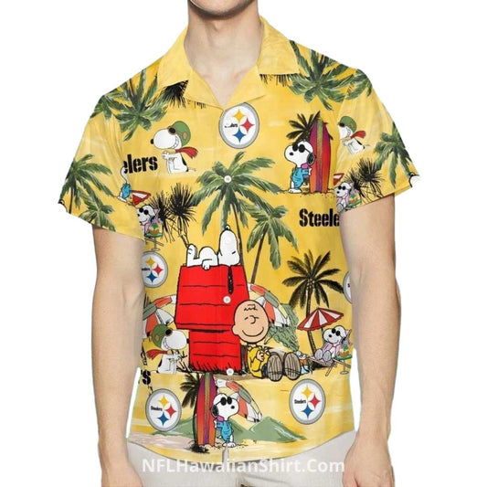 Pittsburgh Steelers Snoopy Beach Vacation Hawaiian Shirt - Moonbestprint