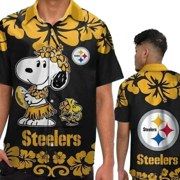 Pittsburgh Steelers Snoopy Hula Dance Design Hawaiian Shirt - Moonbestprint