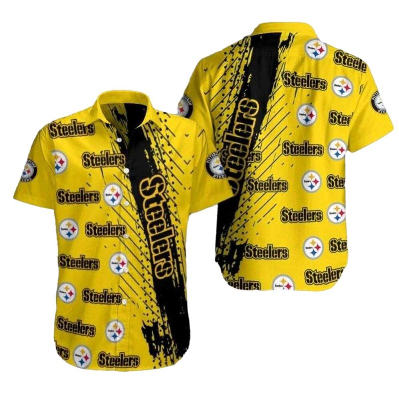 Pittsburgh Steelers Splatter Art Yellow Rush Hawaiian Shirt - Moonbestprint
