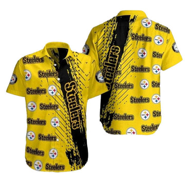 Pittsburgh Steelers Splatter Art Yellow Rush Hawaiian Shirt - Moonbestprint