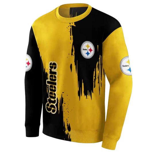 Pittsburgh Steelers Splatter Effect Gold AOP Sweatshirt - Moonbestprint