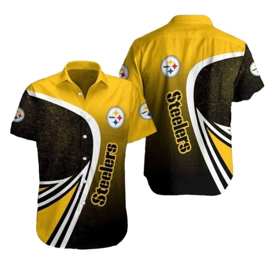 Pittsburgh Steelers Starry Night Galaxy Black And Yellow Hawaiian Shirt - Moonbestprint