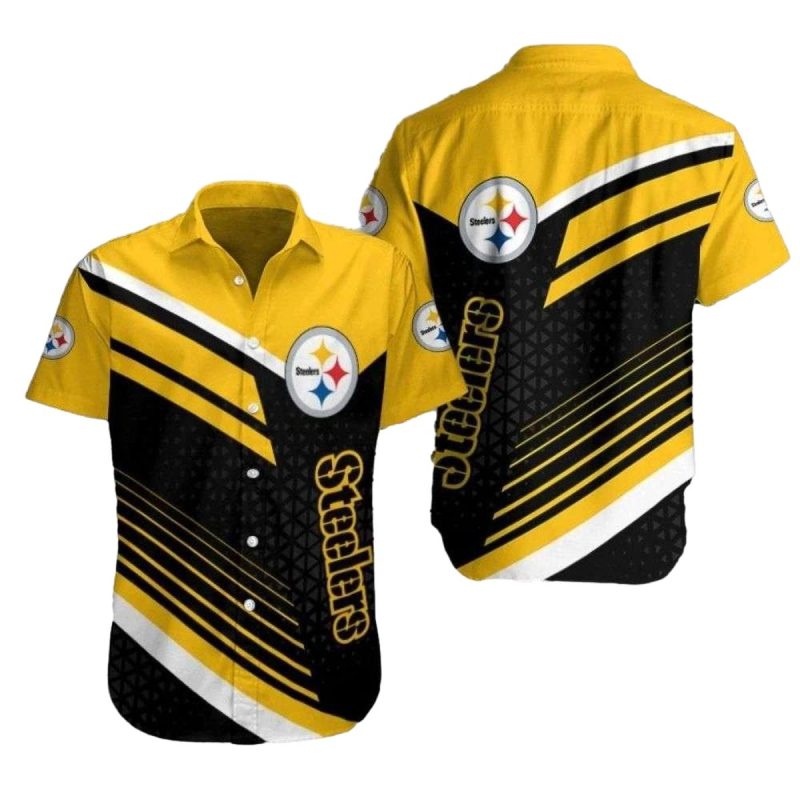 Pittsburgh Steelers Streaks Elegance Black And Yellow Hawaiian Shirt - Moonbestprint