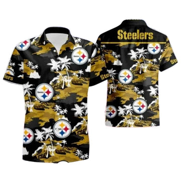 Pittsburgh Steelers Sundown Score Palm Silhouette Tropical Hawaiian Shirt - Moonbestprint
