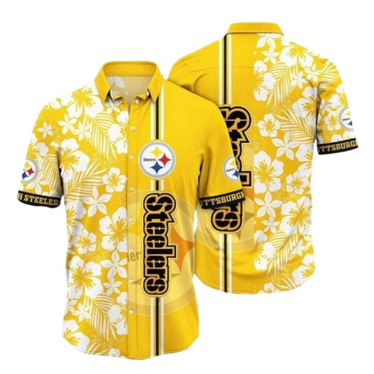 Pittsburgh Steelers Sunny Hibiscus Charm Yellow Hawaiian Shirt - Moonbestprint