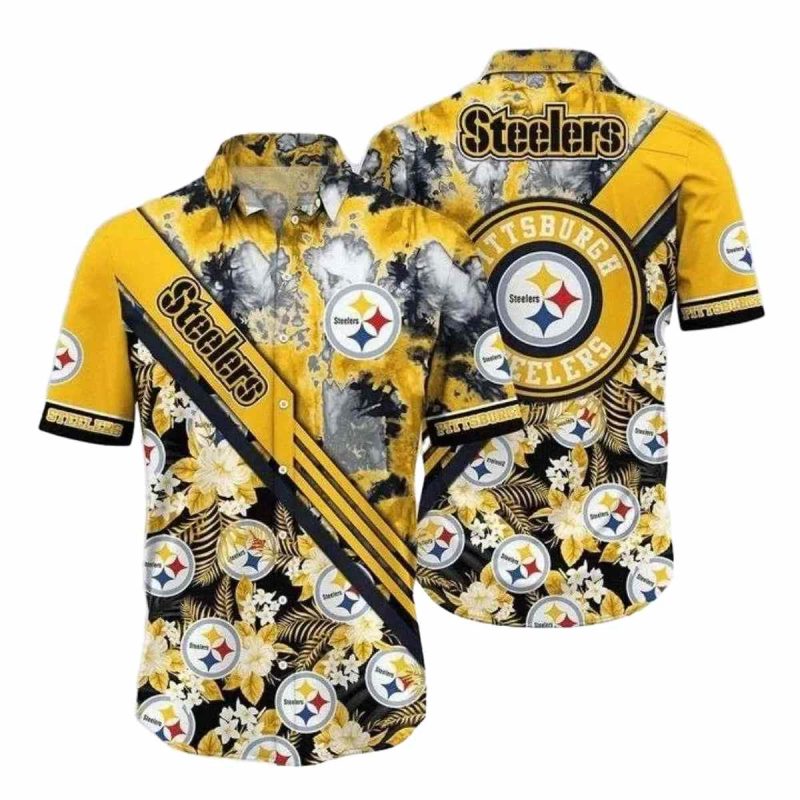 Pittsburgh Steelers Sunshine Flair Yellow Floral Hawaiian Shirt - Moonbestprint